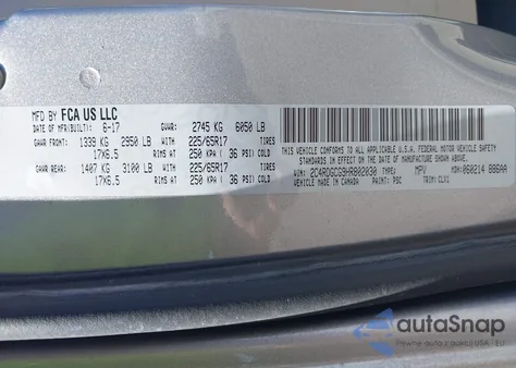 2017 Dodge Grand Caravan Sxt из США, поврежденный, VIN 2C4RDGCG9HR802030